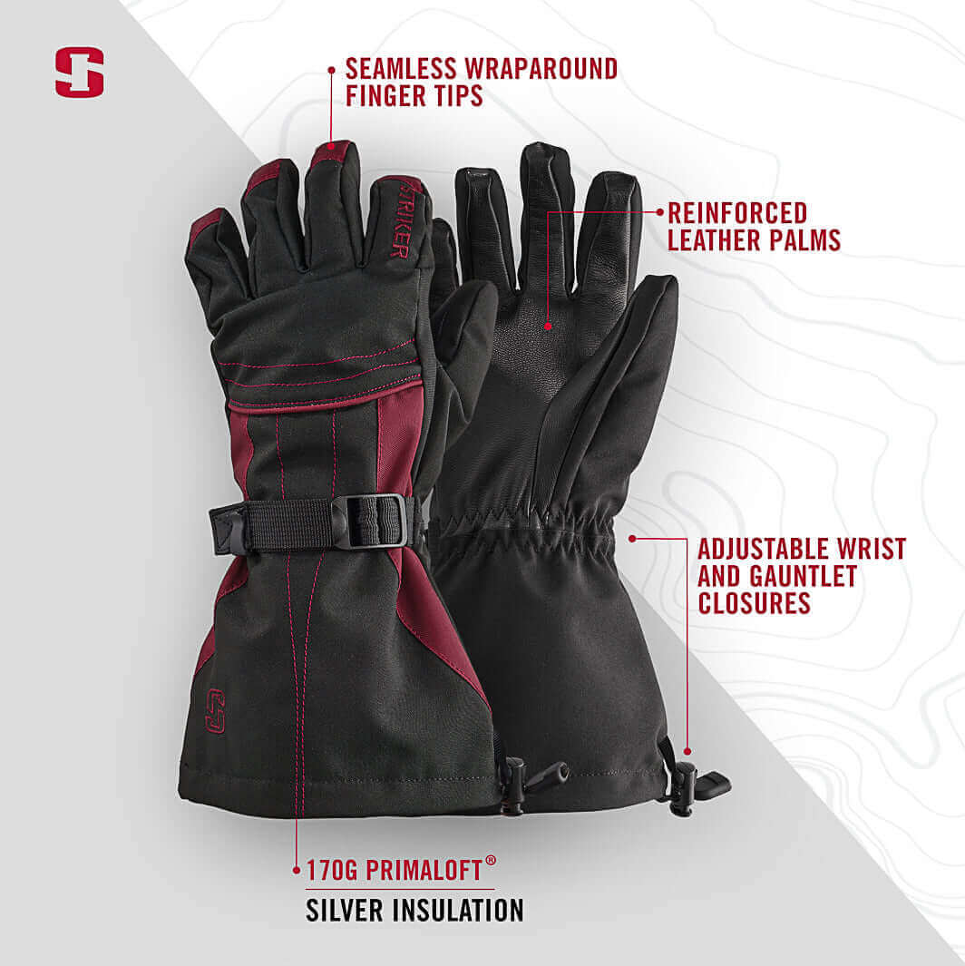 Women's Stella Glove - Black/Burgundy - Image 4
