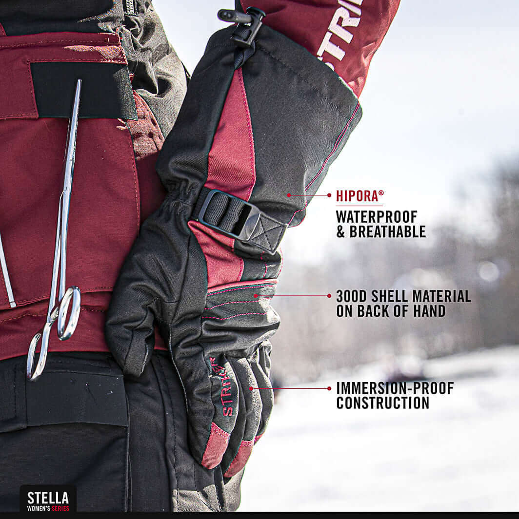 Women's Stella Glove - Black/Burgundy - Image 5